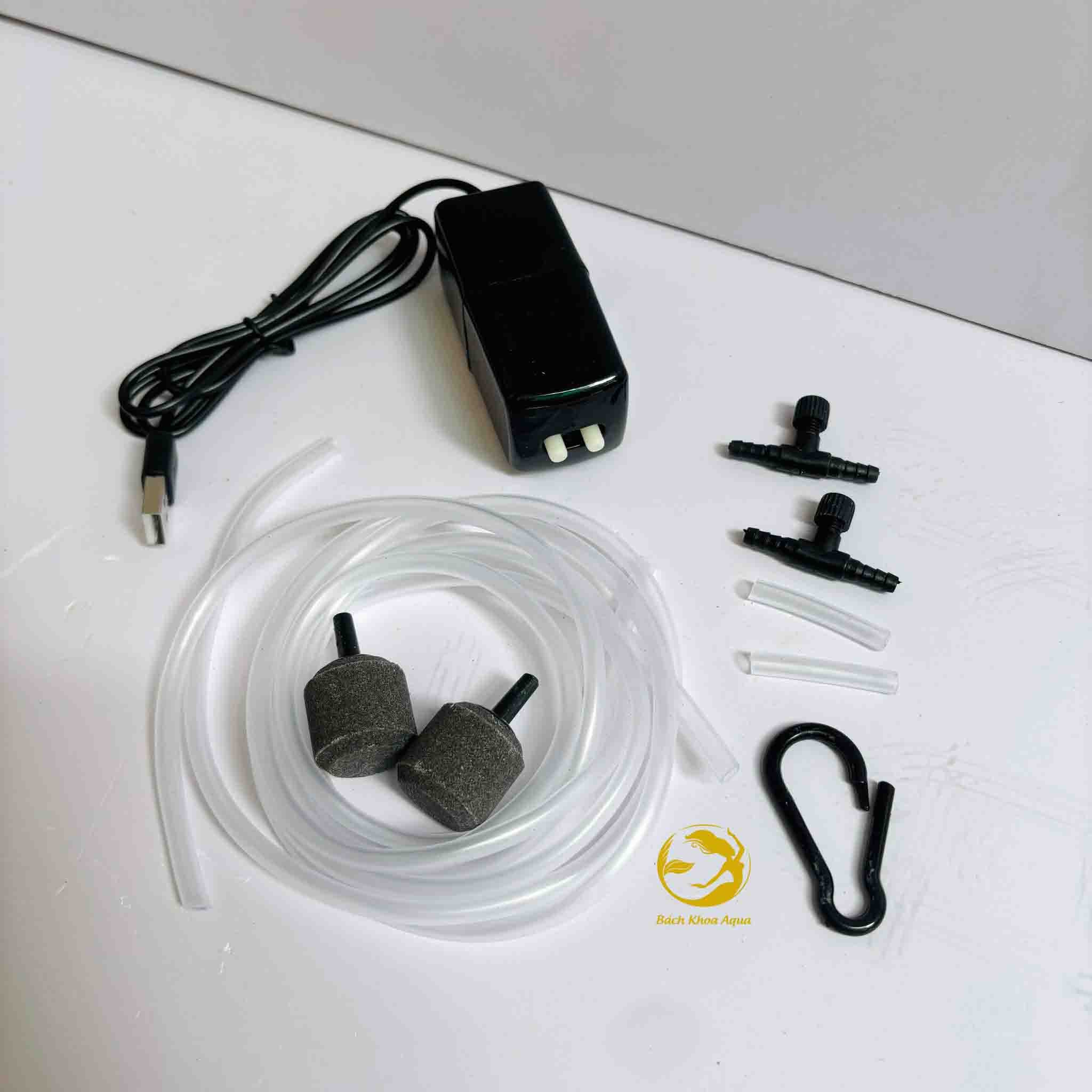 Máy sủi USB mini 2 vòi đủ phụ kiện